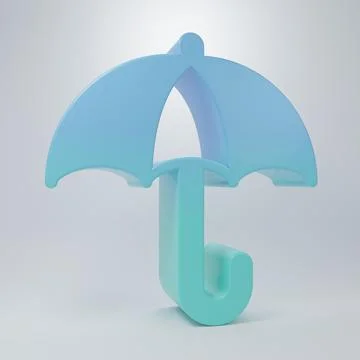 Blue-green Classic elegant opened umbrella icon isolated on grey background.. Stock Illustration