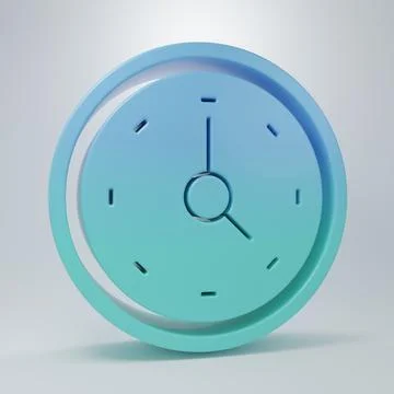 Blue-green Clock icon isolated on grey background. Time symbol. Minimalism .. Stock Illustration