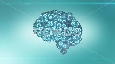 Blue green cogwheel brain Stock Illustration