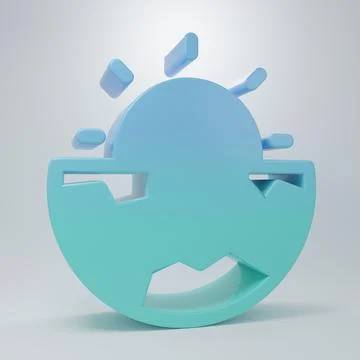 Blue-green Earth core structure crust icon isolated on grey background. Min.. Stock Illustration