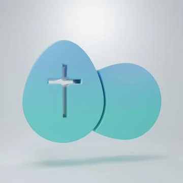 Blue-green Easter egg icon isolated on grey background. Happy Easter. Minim.. Illustrazione stock