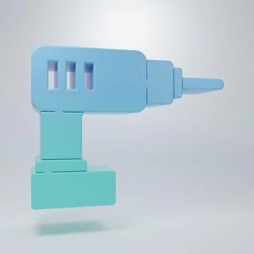 Blue-green Electric drill machine icon isolated on grey background. Repair .. Stock Illustration
