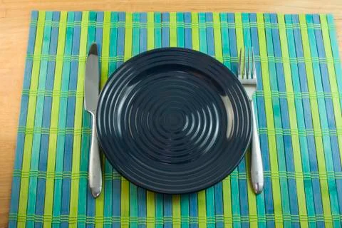 Blue green empty place setting Stock Photos