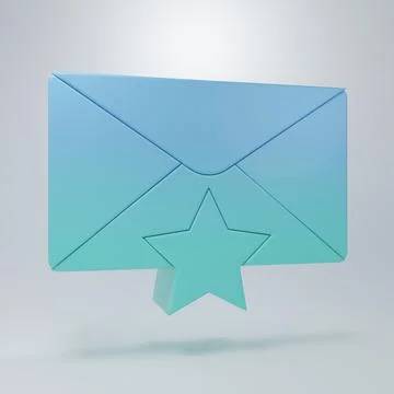 Blue-green Envelope with star icon isolated on grey background. Important e.. Stock Illustration