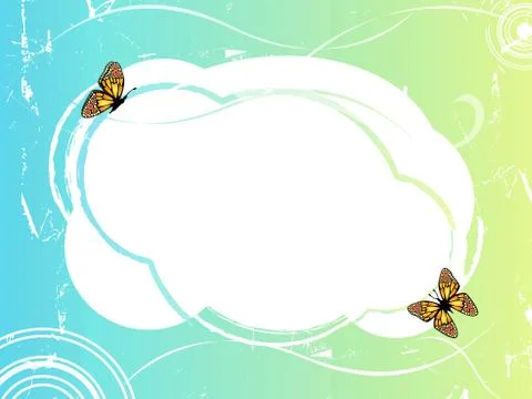 Blue green frame with butterflies  Stock Illustration