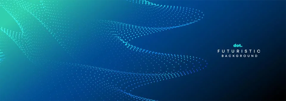 Blue Green Gradient Flowing Dot Waving Geometric Technology Abstract Background Stock Illustration