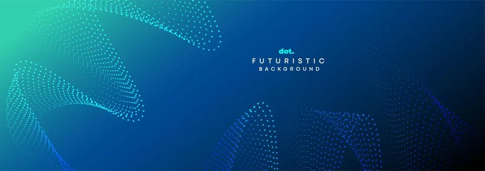 Blue Green Gradient Flowing Dot Waving Geometric Technology Abstract Background Stock Illustration