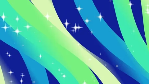 Blue Green Gradient Wavy Lines with Stars. Video stock 330133093