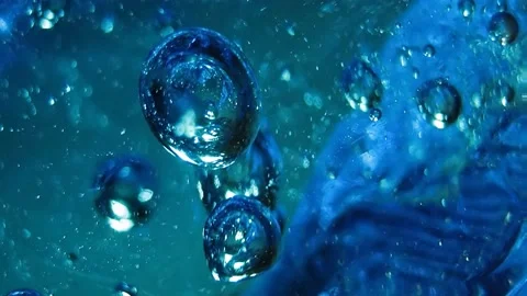 Blue green liquid bubble abstract seamless looping background Stock Footage 141769692