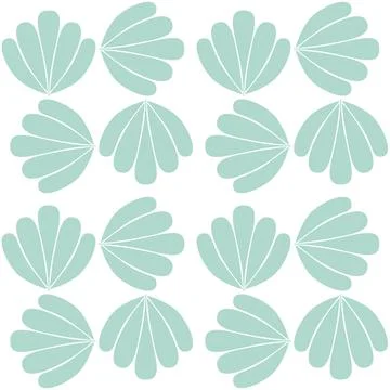 Blue green mint clam shell seamless pattern nautical theme illustration Stock Illustration