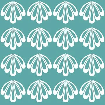 Blue green mint clam shell background seamless pattern Stock Illustration