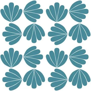 Blue green mint clam shell background seamless pattern nautical theme Stock Illustration