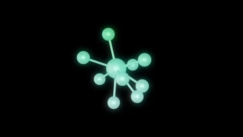 Blue Green Molecule random rotation overlay effect Video stock 322785922