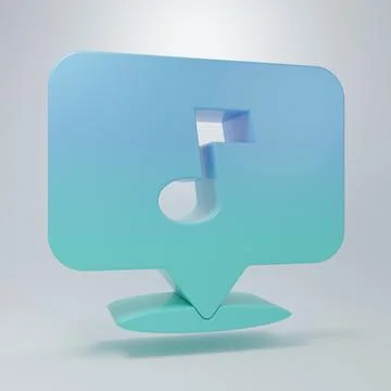 Blue-green Music note, tone icon isolated on grey background. Minimalism co.. Stock Illustration