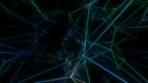 Blue-green neon threads in abstract plexus. Abstract plexus background for Stock Footage 114117785