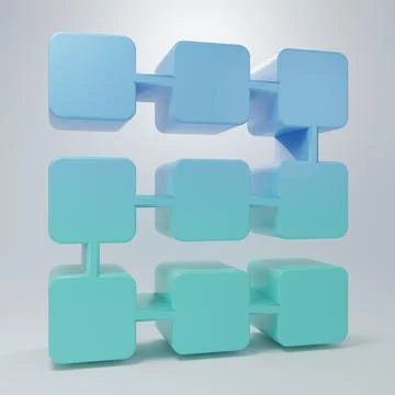 Blue-green NFT blockchain technology icon isolated on grey background. Non .. Stock Illustration