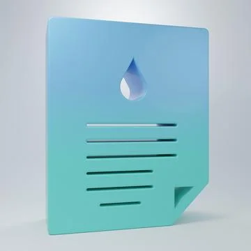 Blue-green Oil drop document icon isolated on grey background. Minimalism c.. Stock Illustration