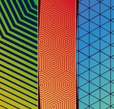 Blue green orange gradient and pattern backgrounds frames set vector design 스톡 일러스트