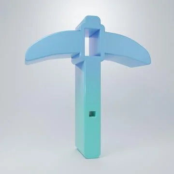Blue-green Pickaxe icon isolated on grey background. Minimalism concept. 3D.. Illustrazione stock