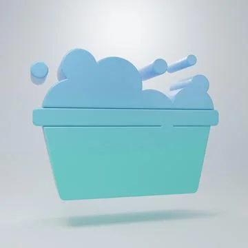 Blue-green Plastic basin with soap suds icon isolated on grey background. B.. Stock Illustration