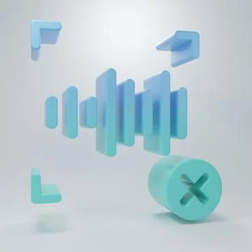 Blue-green Rejection voice recognition icon isolated on grey background. Vo.. Stock Illustration