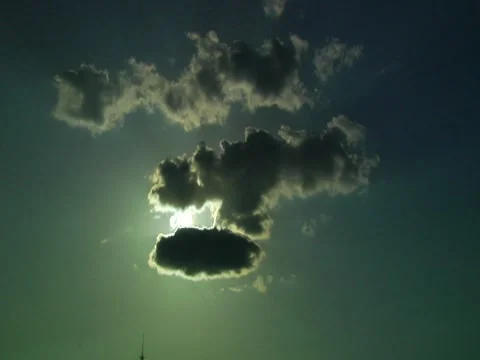 Blue Green Sky Clouds Passing Sun Timelapse Stock Footage 7756310