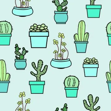 Blue green succulent texture  seamless pattern background. Great as a textile Stock Illustration