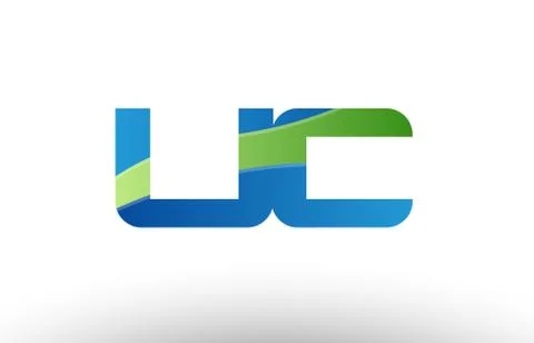 Blue green uc u c alphabet letter logo combination icon design Stock Illustration