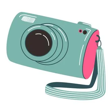 Blue Green Vintage camera device in a cute flat style Stock Illustration