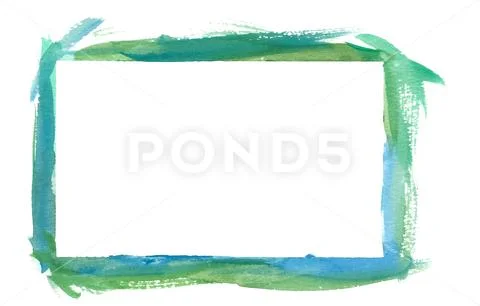 Blue Green Watercolor Border Frame PSD Template