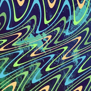 Blue green wave square waveform pattern waves lines wavelength illustration art Stock Illustration
