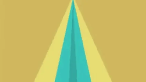 Blue, Green, Yellow Triangle and Computer and Screen on Stockbeeldmateriaal 338024226