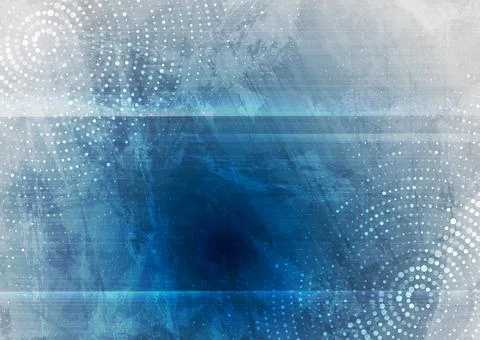 Blue grey grunge texture abstract geometric background with halftone dots Stock Illustration