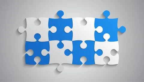 Blue Grey Piece Puzzle Rectangle Banner. Puzzle. 스톡 일러스트