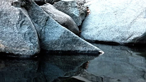 Blue grey river rocks Stock Footage 279952063