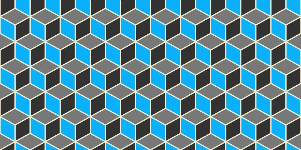 Blue Grey Seamless Cube Pattern Background. Isometric Blocks Texture. Geometr Stock Illustration