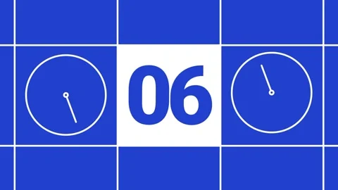 Blue Grid Clock Stock Footage 334471228