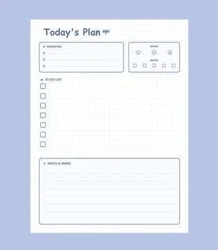 Blue grid daily planner schedule template with to do list Stock Illustration
