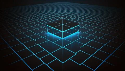 Blue grid on dark background Stock Illustration
