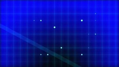 Blue grid with glowing particles and light streaks in cinematic motion Stock Footage 340906685