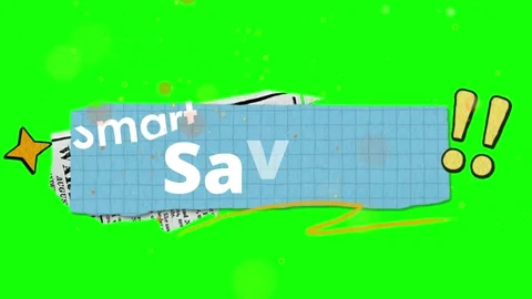 Blue grid paper banner with comic style elements on a green screen background Stock Footage 343908361