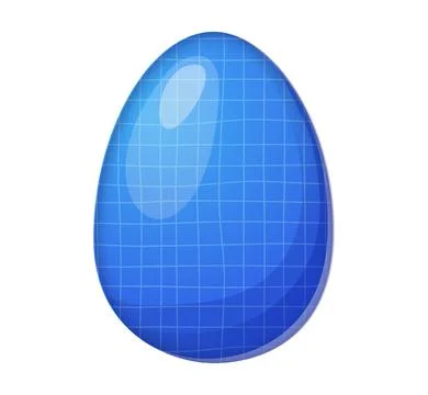 Blue grid pattern Easter egg, futuristic glossy texture Stock Illustration