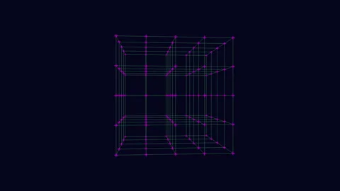 Blue grid patterned 3d cube Video stock 316747075