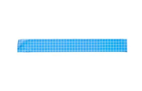 Blue grid patterned adhesive tape strip with wrinkled edges isolated on a cle Stock Photos