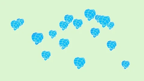 Blue grid-patterned orbs that drift, collide, and morph in a gentle Stock Footage 337859184