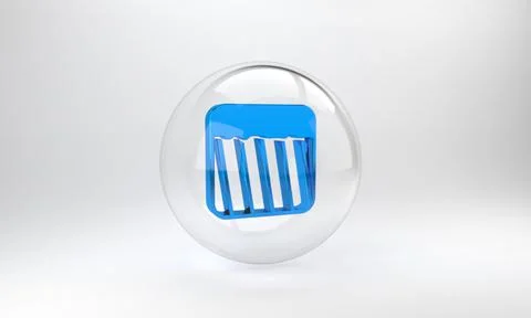 Blue Ground icon isolated on grey background. Glass circle button. 3D render  Stock Illustration