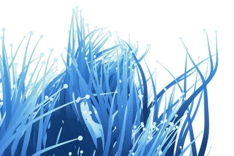 Blue growing lines and points, 3d rendering. Stock Illustration