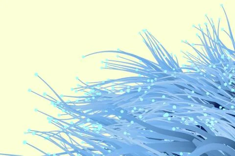 Blue growing lines and points, 3d rendering. Illustrazione stock