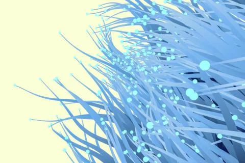 Blue growing lines and points, 3d rendering. Illustrazione stock