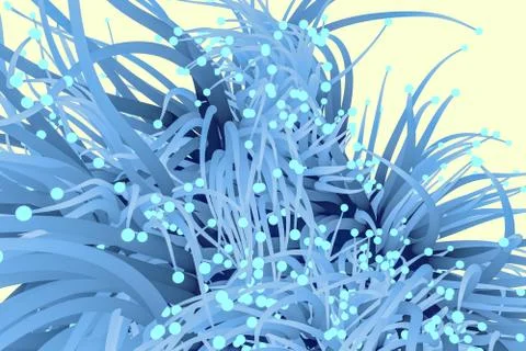 Blue growing lines and points, 3d rendering. 스톡 일러스트